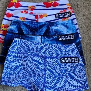 3 pairs SAVAGE BARBELL BOOTY SHORTS
